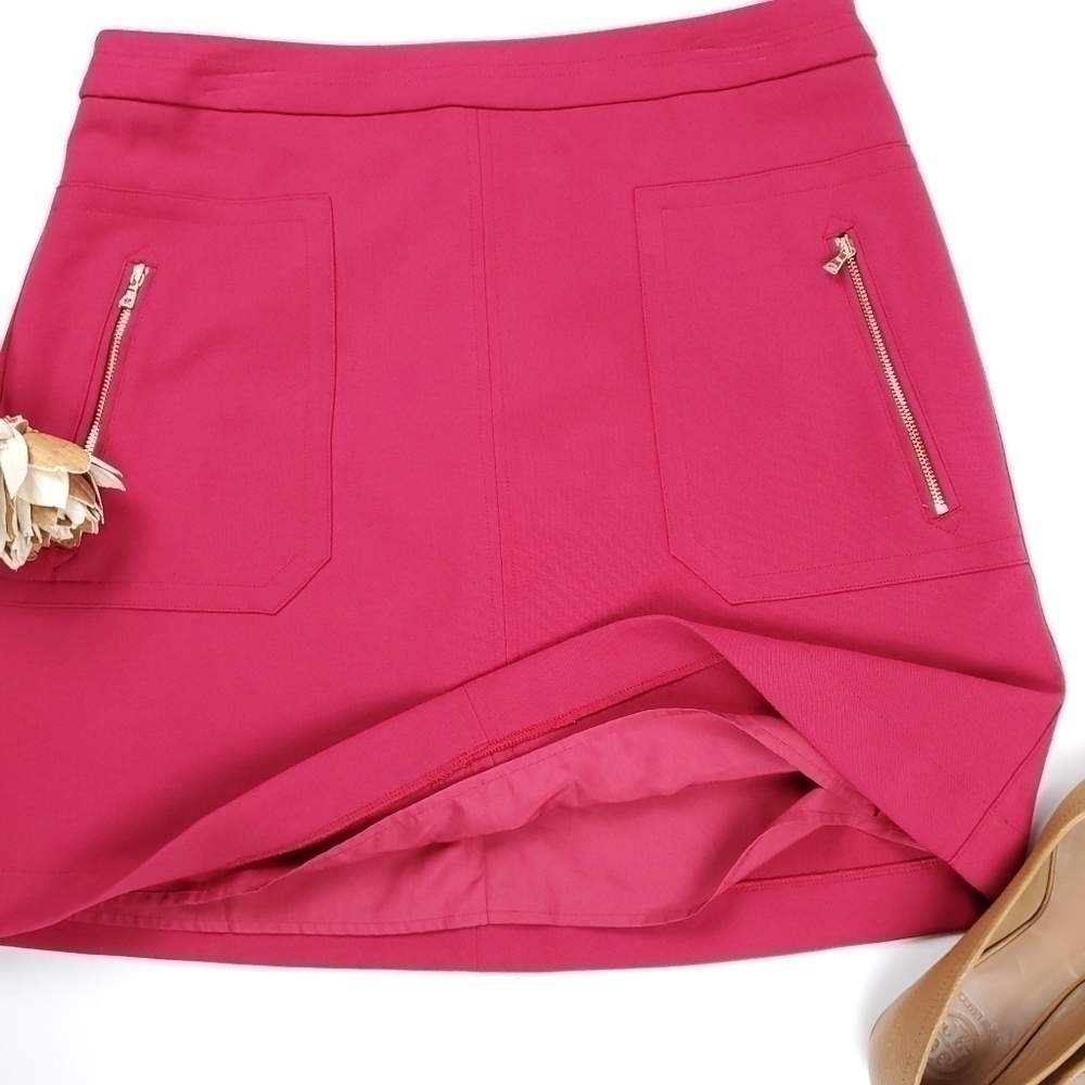 New Loft Pink Gold Zippered Pockets Skirts Sz  8 - Picture 12 of 12
